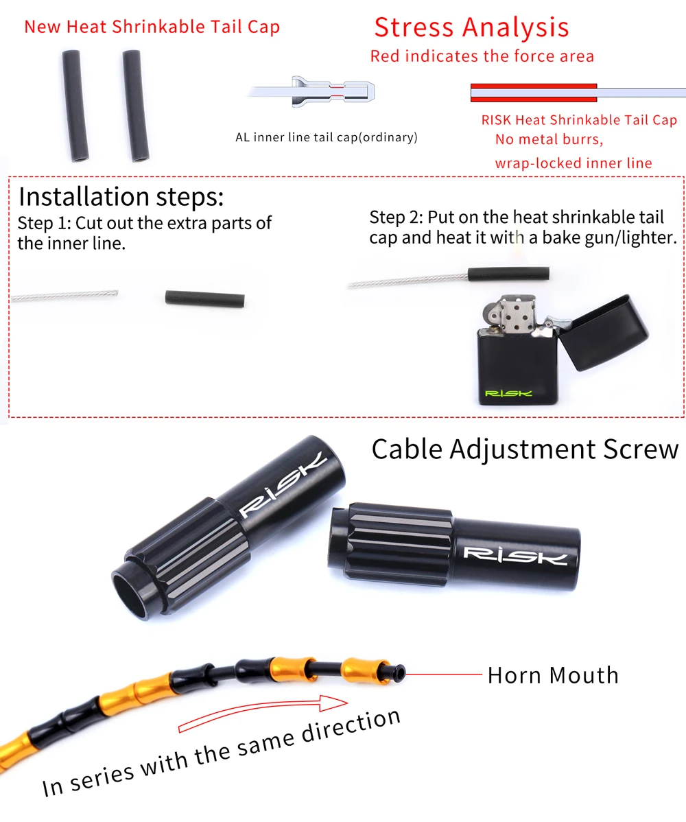 RISK CNC алюминиевый велосипедный кабель с катетером набор сверхлегкий MTB дорожный велосипед бамбуковый соединительный кабель корпус комплект подходит для переключения передач/тормоза