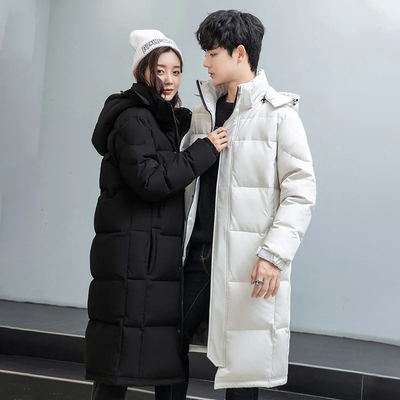 Fashion Winter Down Jacket Men 2023  Warm Thicken Black Coat Male Hooded Couples Long Parkas Loose Black Duck Down Coats