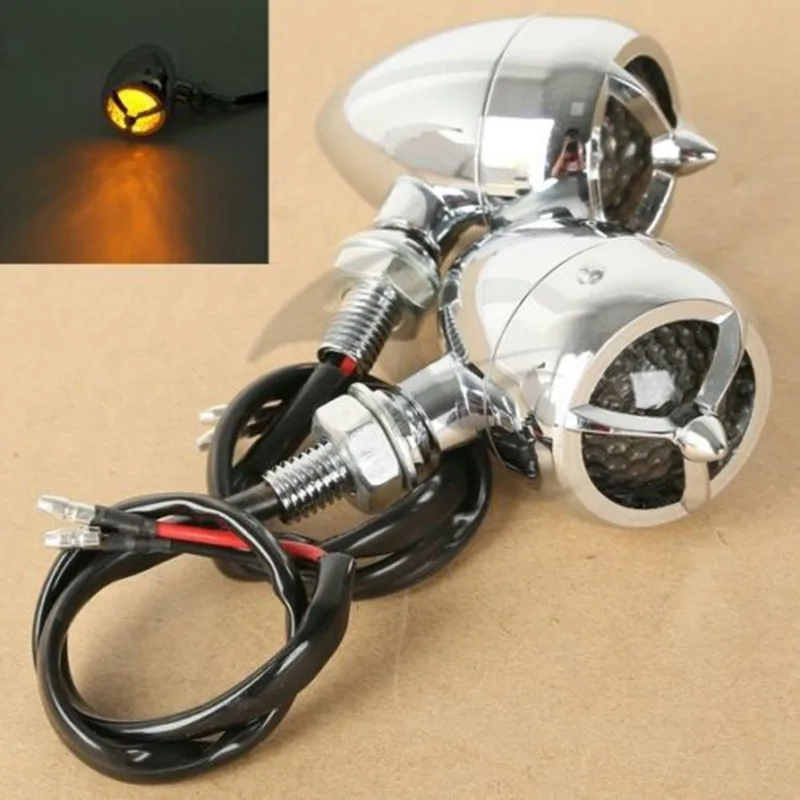 

Motorcycle 10mm Black/Chrome Aluminum Bullet Turn Signals For Harley Sportster Bobber Chopper Dyna Softail