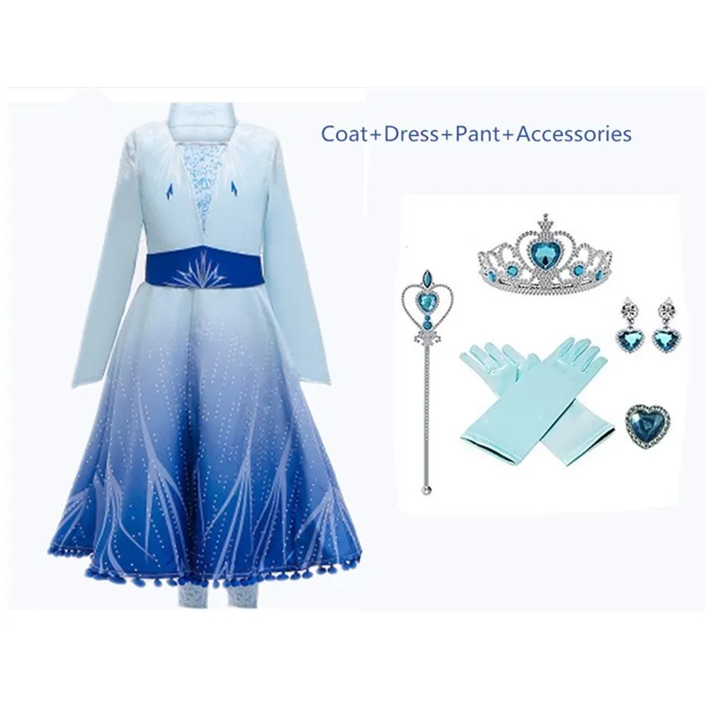 С изображением Анны и Эльзы 2 платье принцессы для девочек Снежная королева Косплэй вечерние одежда принцессы; платья для девочек; детское Платье для косплея для девочек; бальное платье