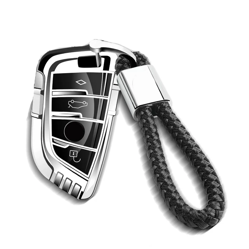 Мягкий ТПУ автомобиля ключ крышка чехол для BMW 1 3 5 7 серия 530i X1 X2 X3 X5 X7 6GT F15 G30 G11 F48 F39 ключ защитный брелок - Название цвета: Silver with keychain