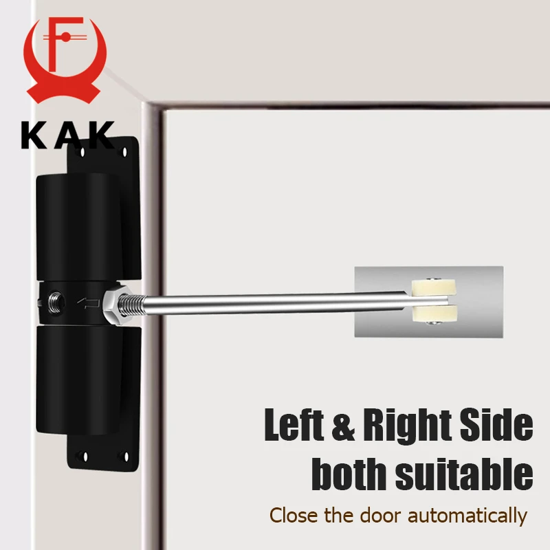 KAK Aluminum Alloy Automatic Door Closer Soft Closing Adjustable Speed Door Close Device 35KG Black Furniture Hardware