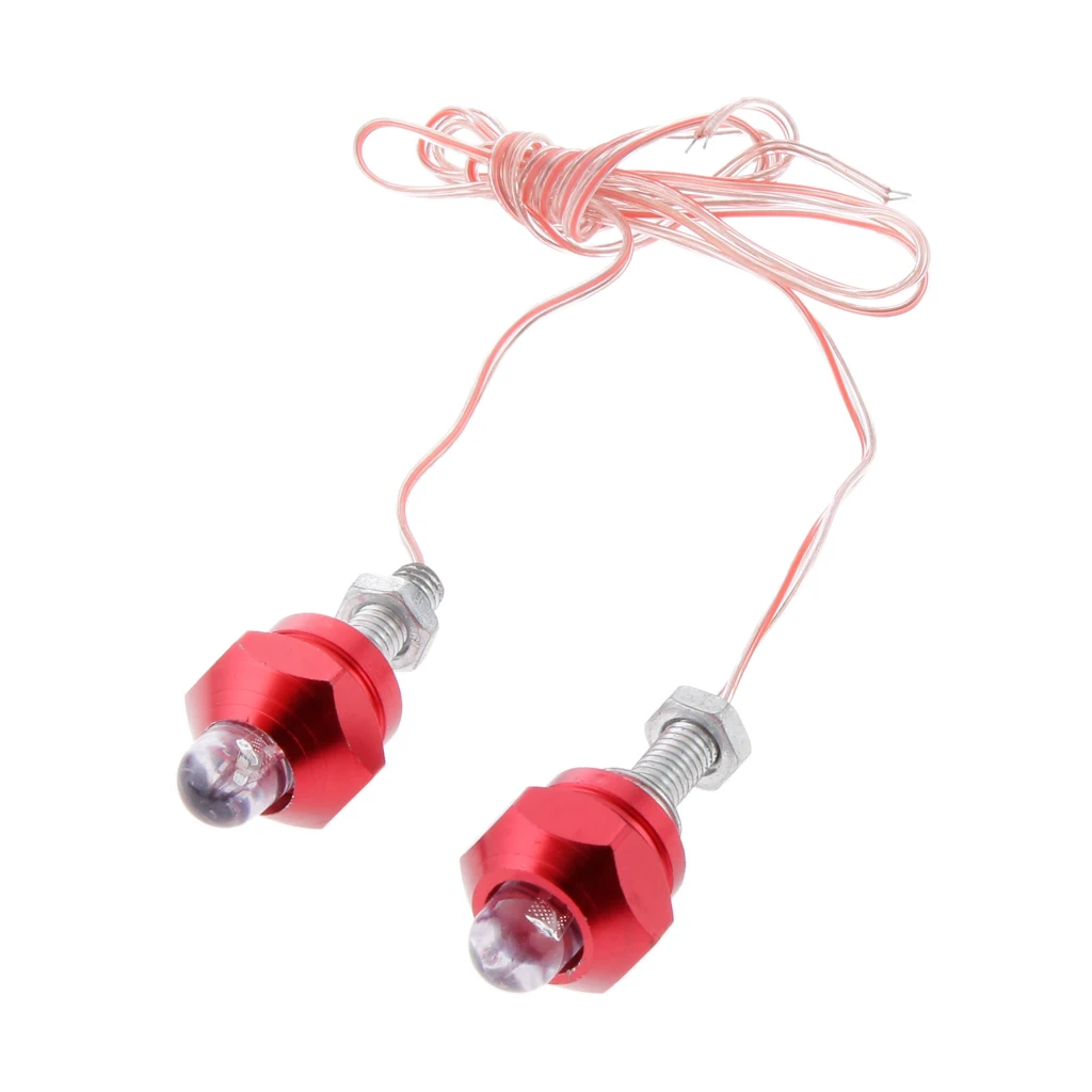

2x Motorcycle 6mm Bolt License Plate Frame LED Light Strobe Flashing-Red