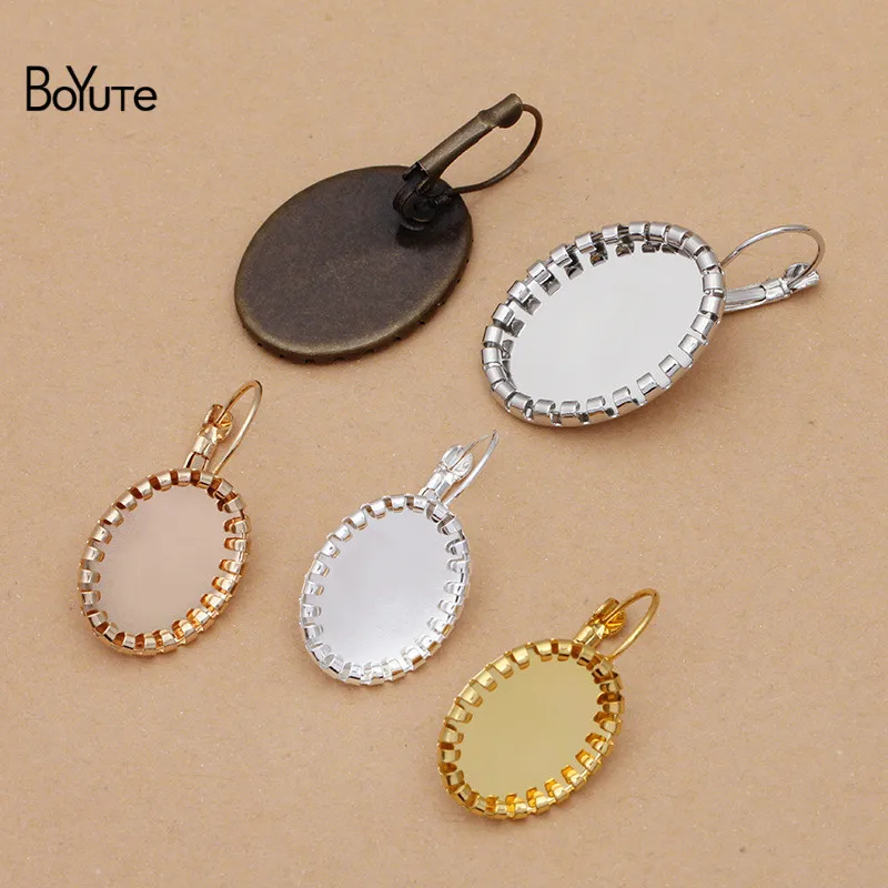 

BoYuTe Custom Made (200 Pieces/Lot) Fit 18*25MM Oval Cabochon Blank Earring Base Settings Handmade Diy Jewelry Accessories