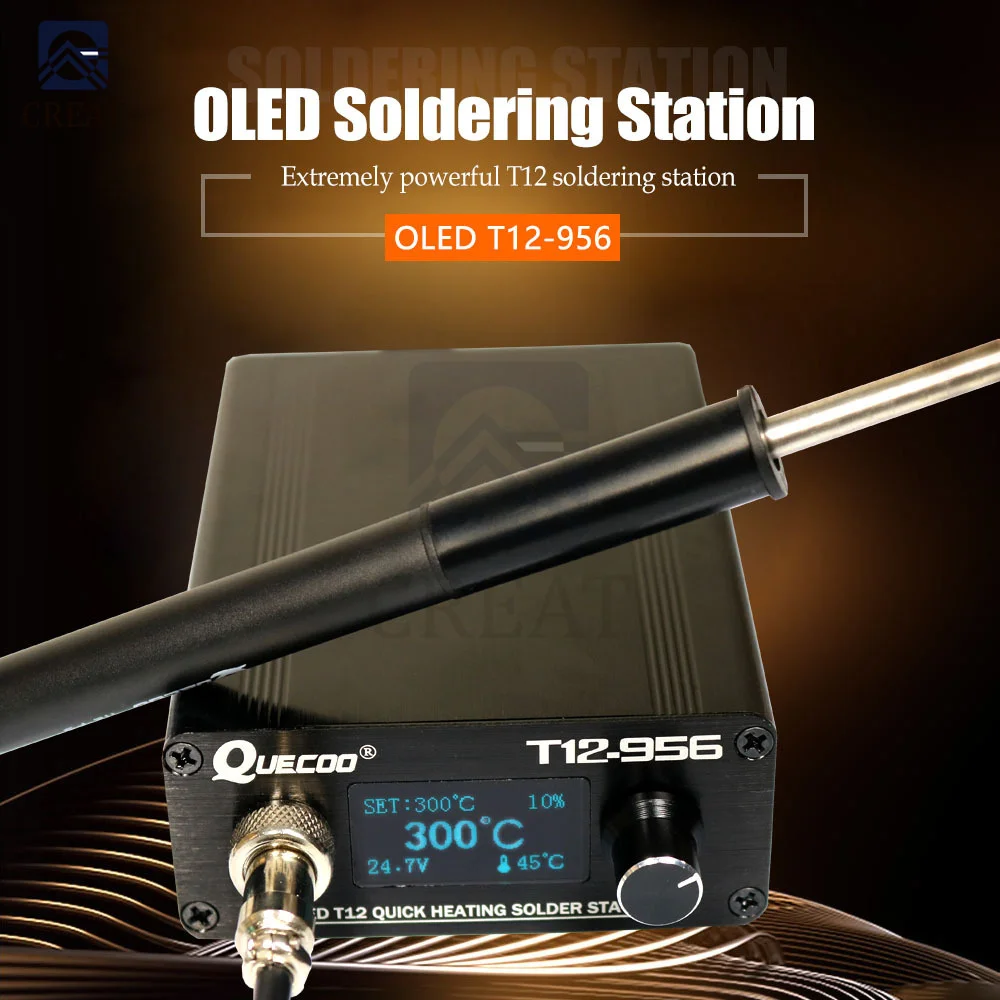QUECOO T12-956 Soldering Digital Station Electronic Iron OLED 1.3inch with Black M8 Handle and T12 Tips | Электронные компоненты