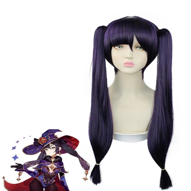 

Game Genshin Impact Mona Ponytails Long Wig Cosplay Costume Heat Resistant Synthetic Hair Women Party Wigs