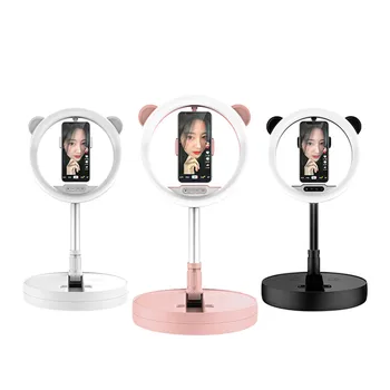 

Folding Dimmable LED Ring Light Tricolor Fill Light Mobile Phone Stand For Selfie Makeup Photography Video Live Streaming