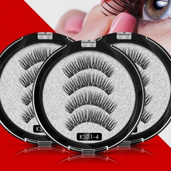 

Fake Eyelashes Cosmetics New Ladies Free Plastic Four Magnetic Magnet False Eyelashes Nude Makeup Natural 3D Magnetic Eyelashes