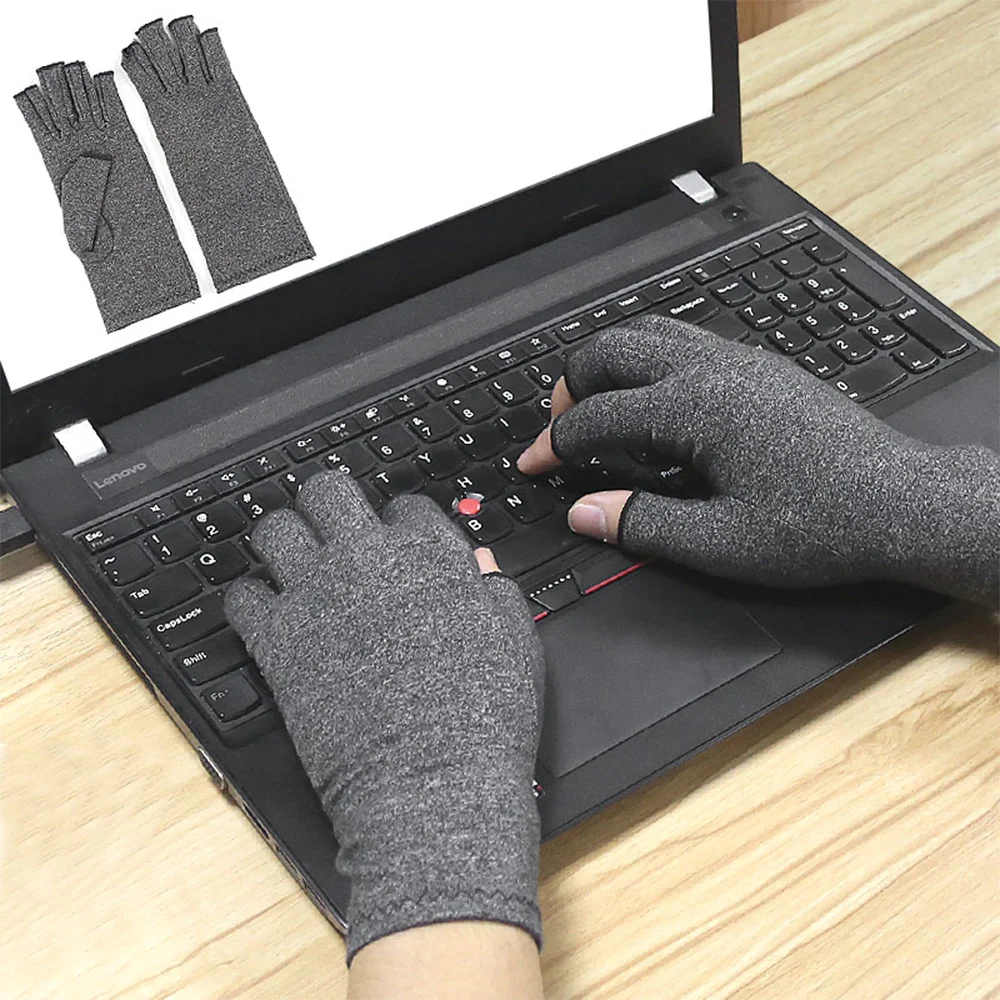 Tcare 2Pcs/Pair Unisex Compression Open Fingers Arthritis Gloves Premium Arthritic Joint Pain Relief Hand Gloves Therapy Cycling