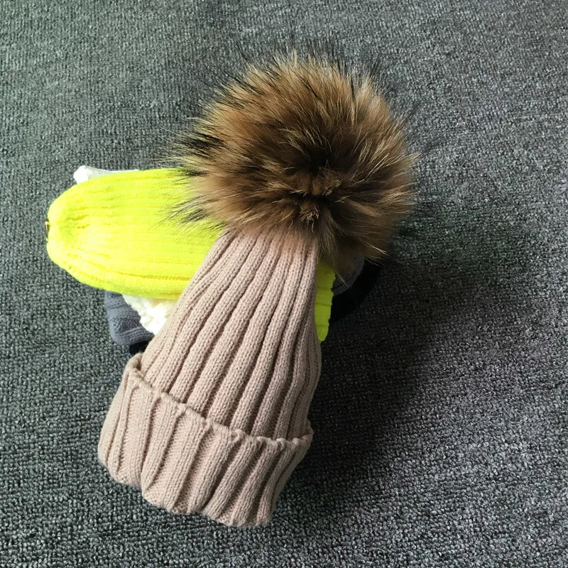 Стиль, модные зимние Весенние шапки для детей, шапка Skullies Beanies 15 см, меховая шапка с помпоном для девочек, шапка, шапка enfant