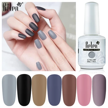 

Belen 15ML Matte UV Gel Nail Polish Pure Nail Color Matte Top Coat Soak Off Nail Art Gel Varnish Lacquer Manicure Nail Color Gel