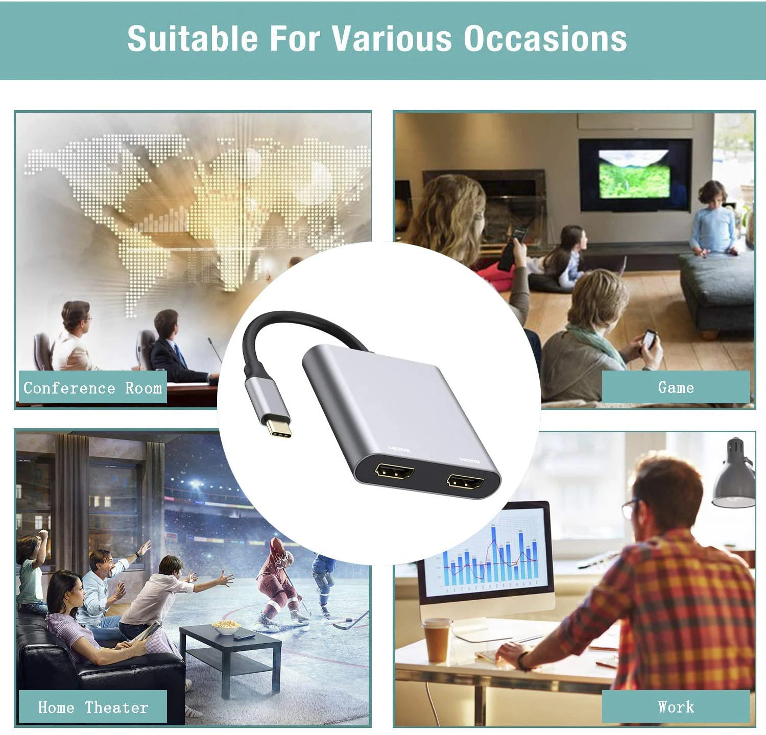 tipo c para Daul Adaptador para Macbook Hdmi-compatível com 4k pd Hub Nintendo Samsung s9 Dex Huawei P20 Xioami 10 tv Vga Usb c 3.0 87w 10 Computador e Escritório