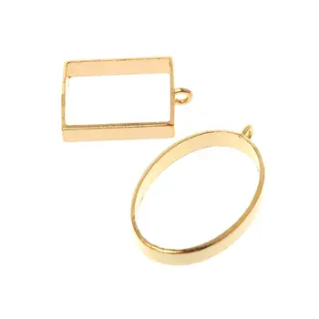 

10 Pcs/Set Geometric Frame Hollow DIY Epoxy Resin Crafts Metal Frames Jewelry Making Necklace Pendant Charms Holder UV Resin