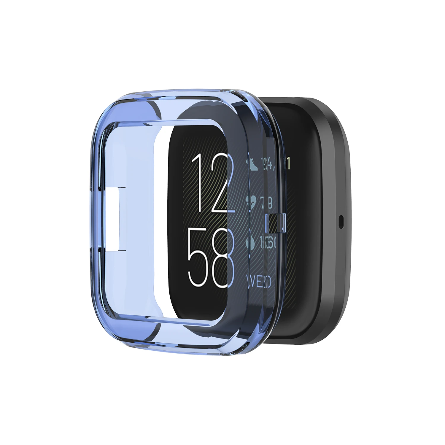 Полузащитный Чехол для Fitbit Versa 2 Fundas ремешок ТПУ водонепроницаемый чехол для часов Защита экрана для Fitbit Versa 2 Смарт-часы - Цвет: Blue
