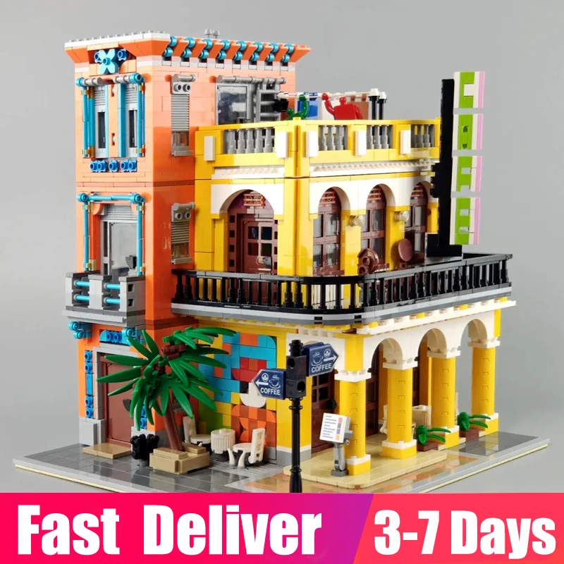 Строительные блоки MOC 10002 10003 10004 10005 уличные строительные игрушки кафе Гавана
