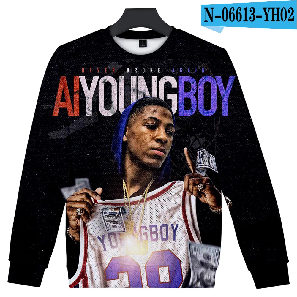 Забавная Одежда для мальчиков с надписью «YoungBoy Never Broke agne»; Лидер продаж; Повседневная футболка с длинными рукавами; одежда унисекс для ролевых игр - Цвет: 3