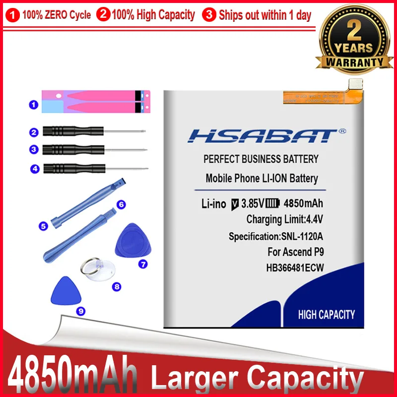 Аккумулятор HSABAT HB366481ECW 4850 мАч для Huawei P9 5C (P9 G9 P10 p20 9 Lite)G9 Honor 8 /Honor Lite/ Y6 II honor 6c pro v9