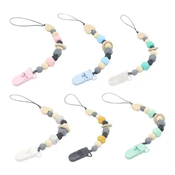 

Lovely Silicone Beads Baby Infant Teething Soother Pacifier Clip Chain Holder Teether Training Holder For Newborn Infant