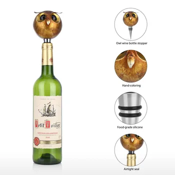 

Tooarts Owl Stopper Iron Wine Bottle Stopper Airtight Seal Decorative Owl Cork Wine Decoration Special Gift