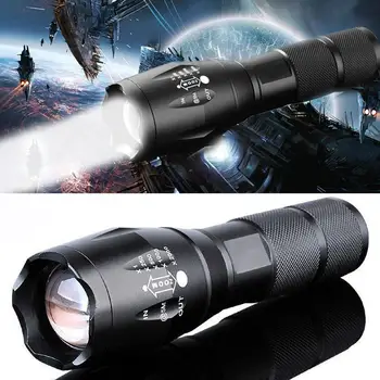 

LED Flashlight Emergent Lamp XML-T6 1000LM Hiking Zoomable Cycling 18650 5 Modes Durable Portable Torch Outdoor Sporting