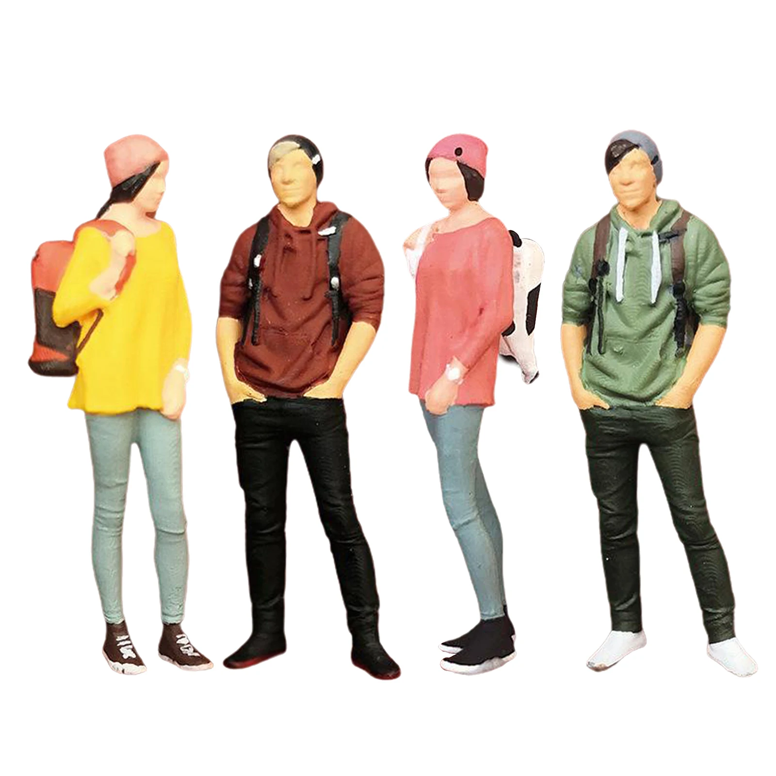 1:64 Scale Model Mini Figure Tourist Backpack Doll Miniature Street Scene Train Layout Collectibles Resin Realistic Painted Doll