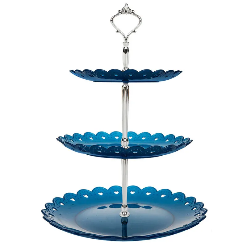 Мелкая полка для торта держатель для фруктовых корзин декоративная ваза подставка трехслойная тарелка для фруктов сушеная тарелка-контейнер для фруктов корзина - Цвет: Синий