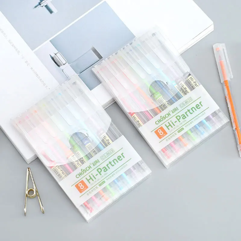 

8colors/set Simple style Color Gel pen 0.5mm Colorful Gel Ink Pen Refill for Scrapbooking school office Supplies stationary pen