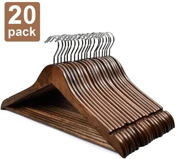 

HOUSE DAY Hangers Wooden Hangers 20 Pack Wooden Clothes Hanger Wooden Hanger Bulk Walnut Smooth Finish Wood Hangers Premium Wood