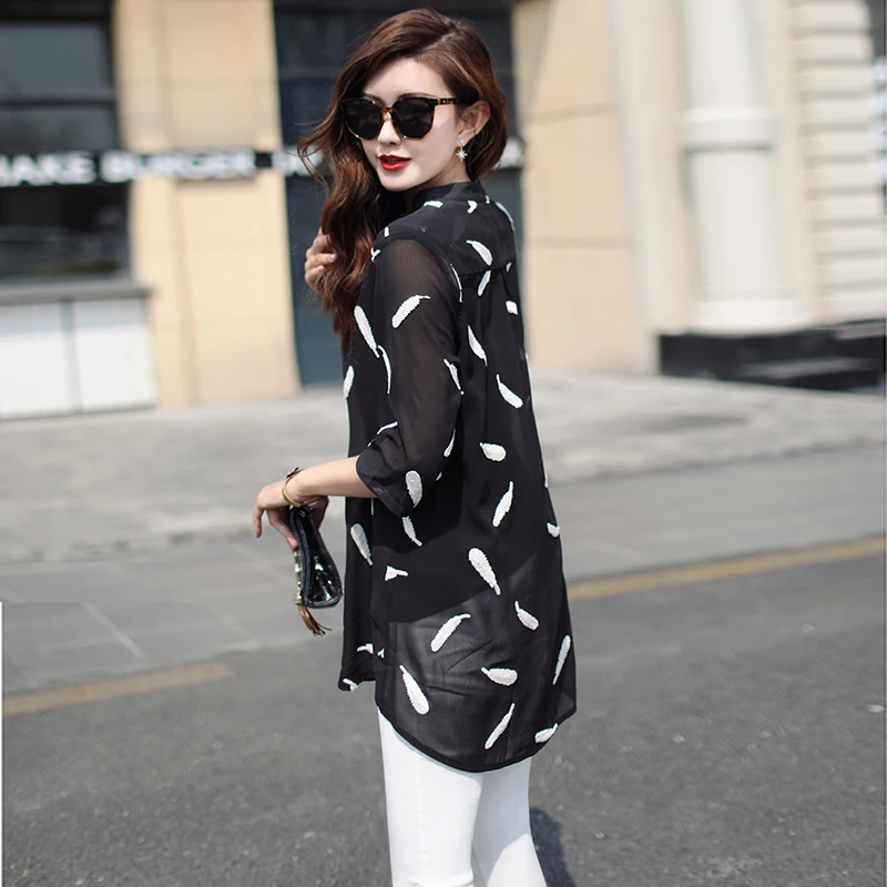Blouse Women 2020 Plus Size  Women's Shirt Chiffon Ladies Tops Long Sleeve Clothes Summer Style Embroidery Clothes 4