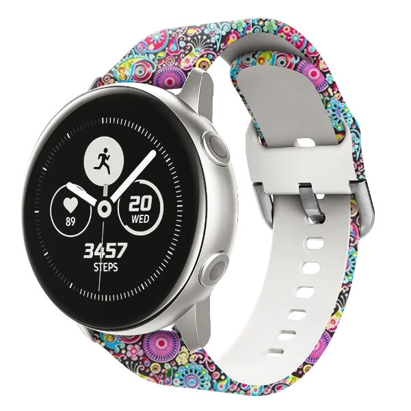 20 мм ремешок для часов с принтом для samsung Galaxy Watch Active 2 ТПУ резиновый сменный Браслет для Galaxy Watch Active - Цвет ремешка: Peacock