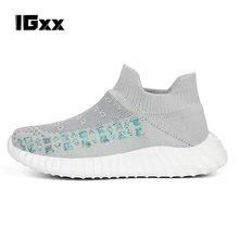 

IGxx new Children's slip-on shoes Socks shoes boys/girls Comfortable casual shoes kids fashion Flying shoes Cotton Fabric
