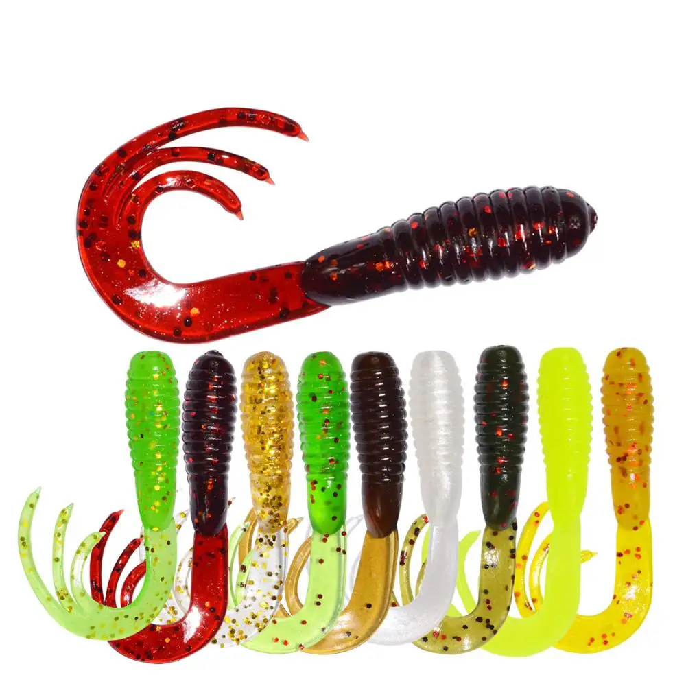 50PCS/Lot Long Tail Grubs Lures 38mm 0.7g Soft Lure Long Fishing Lure