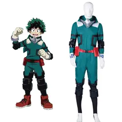 Anime My Hero Academia Boku no Hero Academia Midoriya Izuku Deku Cosplay Costume Battle Suit Men Jumpsuit Carnival Full Set Wig