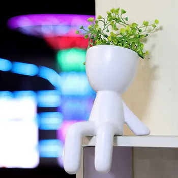 

1PC Decorative Flower Pot Desktop Planter Creative Flowerpot Crafts Household Flower Pot Little Man Flowerpot for Dorm Hotel