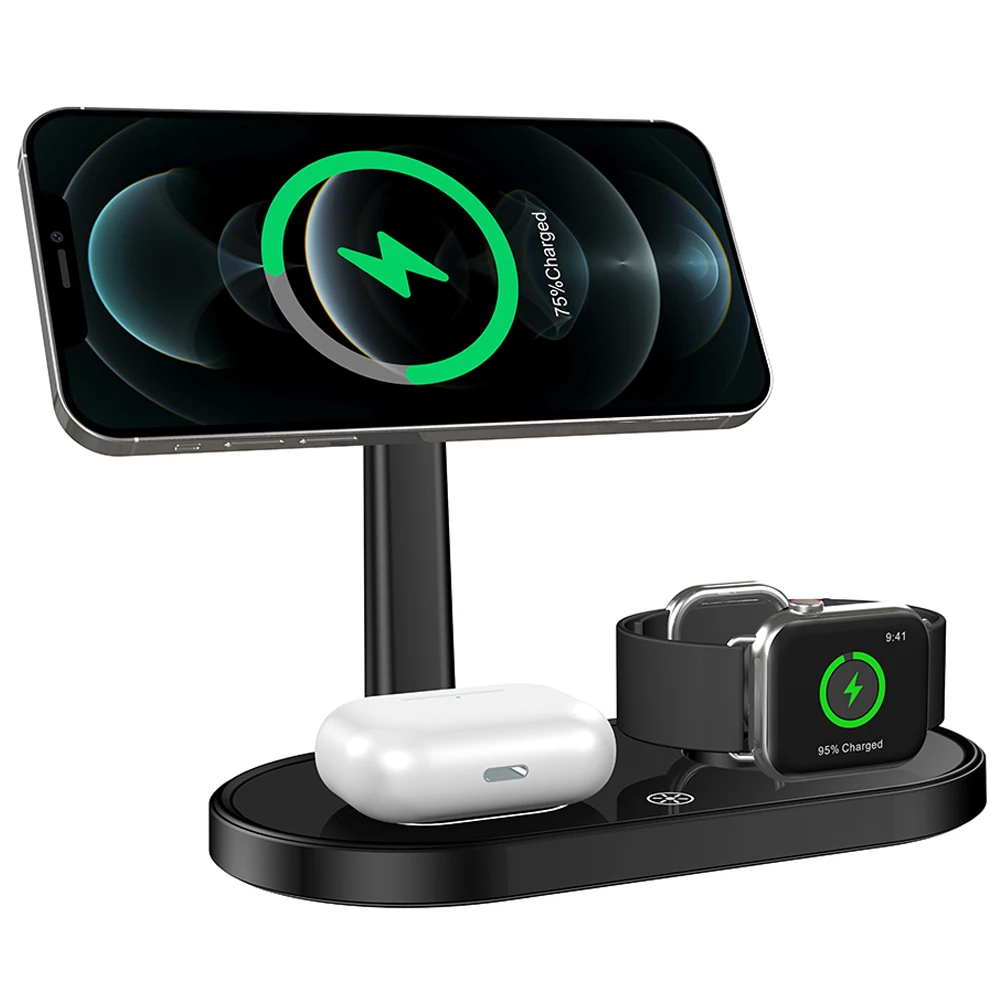 3 In 1 Magnetic Wireless Charger For Magsafe Iphone 12/12 Pro/12 Pro Max/12 Mini Airpods Apple Charging Station Chargers Stand
