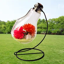 KIWARM прозрачный стеклянный в виде лампочки Цветочная ваза для растений микро пейзаж эко бутылка с держателем гидропонный контейнерный горшок домашний декор