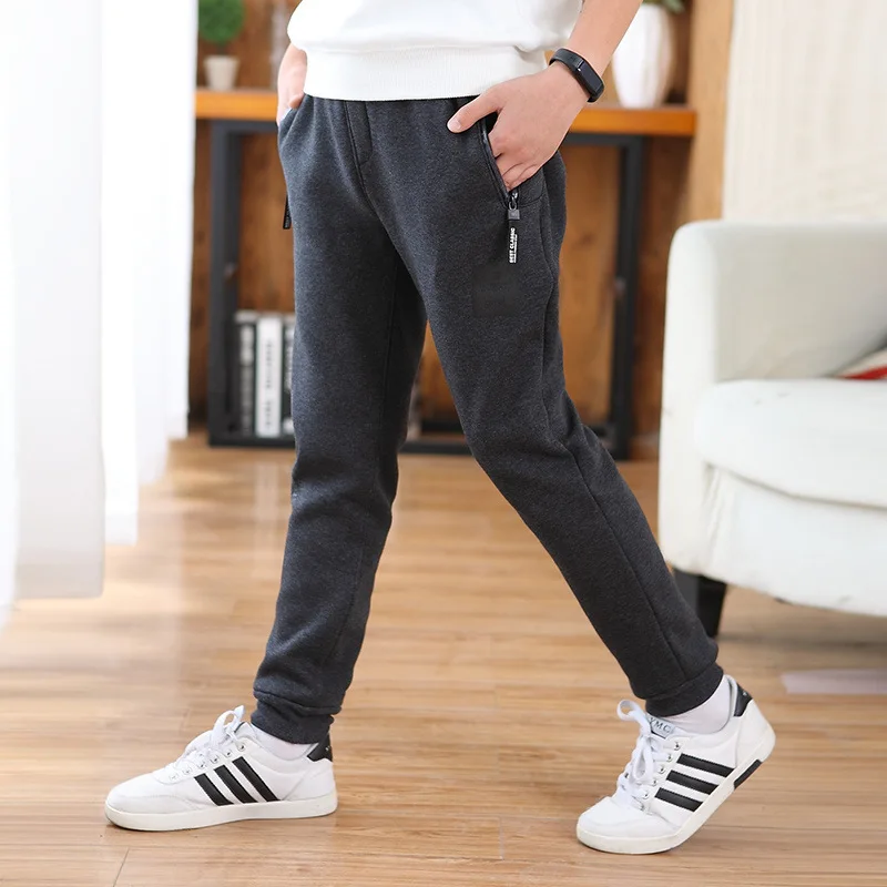 

Boys' Casual Pants Autumn And Winter New Style Big Boy Teenager Students Brushed And Thick Leggings Warm Sports Long Pants