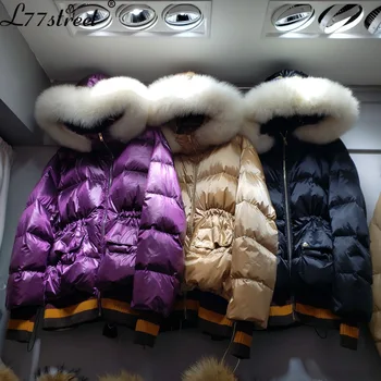 

Champagne Gold Glossy Stitching Simple Drawstring Ant Waist Scheming down Jacket White Duck down Slim-Fit Mid-Length