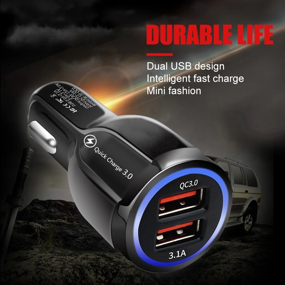 Mini Dual USB Car Charger Quick Charge 3.0 4.0 Phone Charger For iPhone Samsung Xiaomi mi8 QC3.0 Fast Charging charger in car (5)