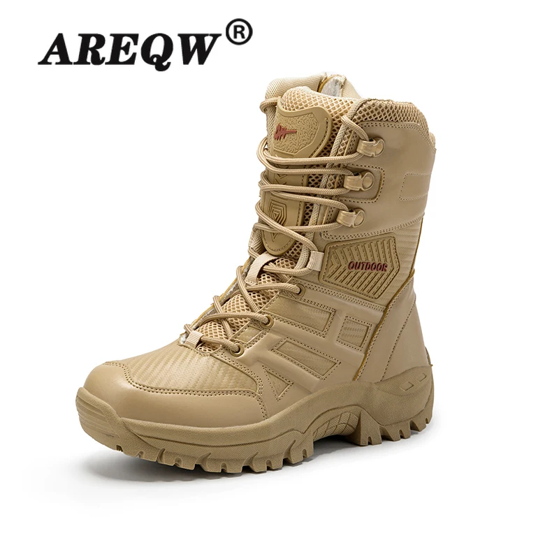 

Military Style Men's Boots Special Forces Leather Waterproof Desert Army Workers Plus Size 39-47 Men's Shoes