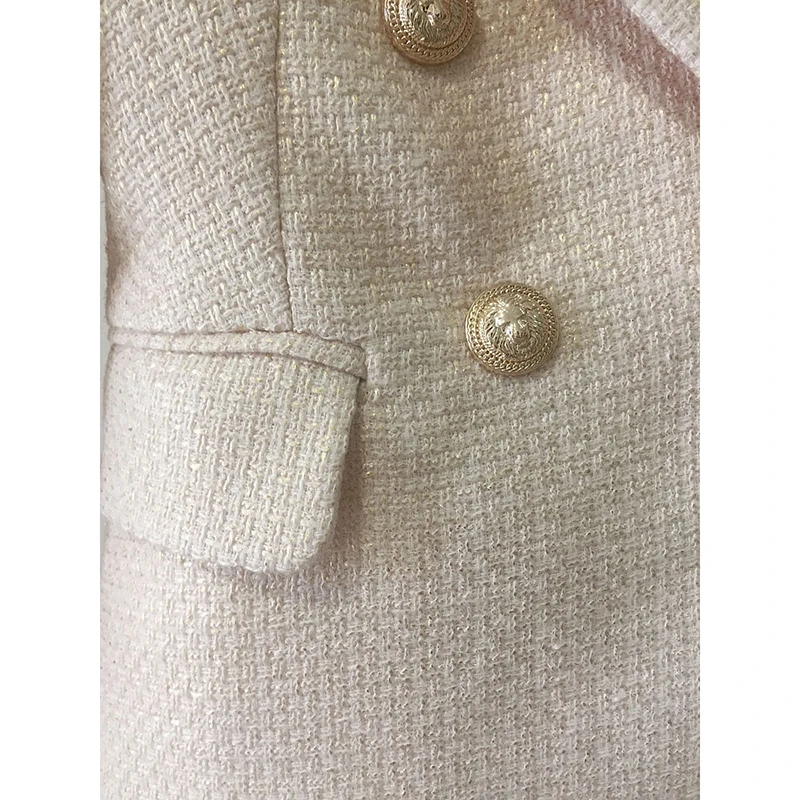 HIGH QUALITY New Fashion Designer Blazer Women's Metal Lion Buttons Double Breasted Gold Painting Blazer Jacket