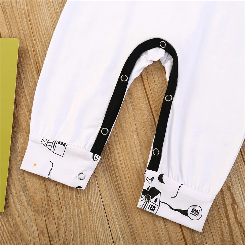Newborn Infant Baby Girls Boys Autumn Halloween Costume For Kids Clothes My 1st Halloween Letter Print Jumpsuit For 0-24M Baby