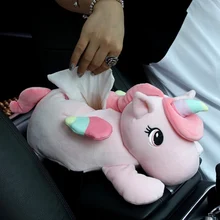 Мультфильм Единорог животное автомобиль тканевая сумка держатель плюшевый автомобильный заднее сиденье висячая бумажная башня коробка для хранения