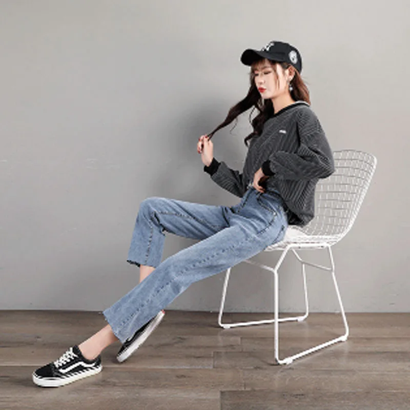 High Waist Jeans Women 2020 Summer New Korean Slim Slimming Loose Wide Leg Pants Straight Casual Pants For Ladies Pants