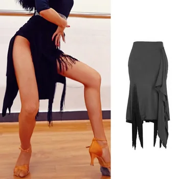 

Latin Dance Skirt Sexy Irregular Split Tassel Dancing Skirt Of Woman Salsa Cha Cha Practice Clothes Latin Dancewear Women DN2491