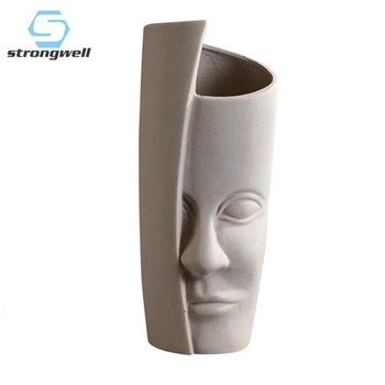 

Strongwell Nordic Ins Human Face Art Ceramic Vase Ornament Flower Arrangement Creative Fashion Home Decoration Wedding Gift