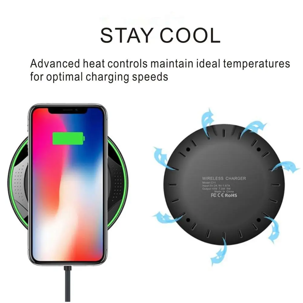 Беспроводное зарядное устройство HXB Qi для iPhone X, XR, XS, 8 Plus, беспроводное зарядное устройство, док-станция, быстрая зарядка для samsung S8, S9, S10, huawei, P30, xia
