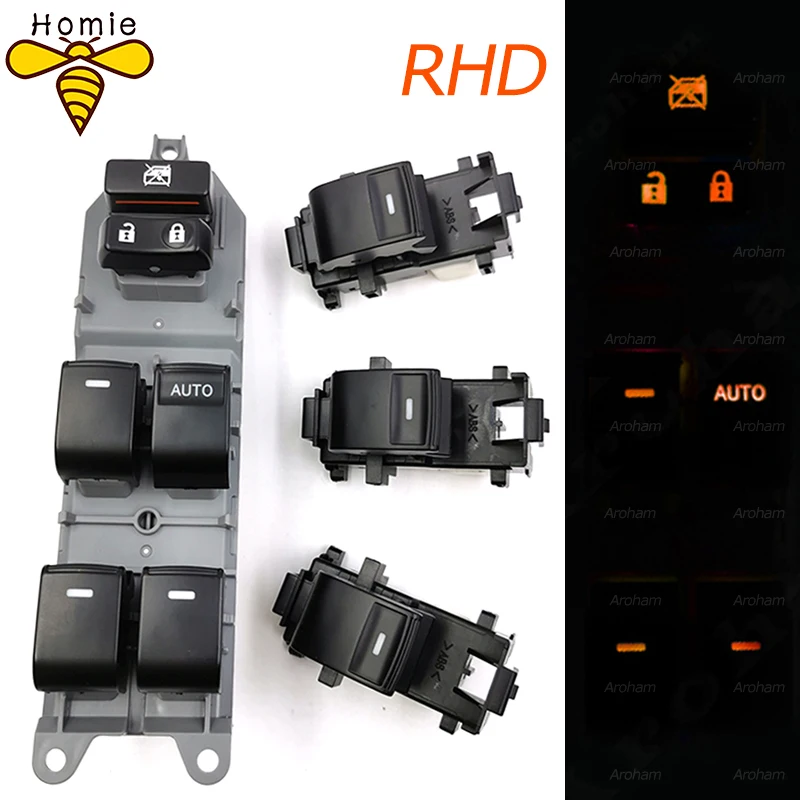 RHD Lighted LED Power Single Window Switch Set for Toyota RAV4 RAV 4 Camry Corolla Yaris Cruiser