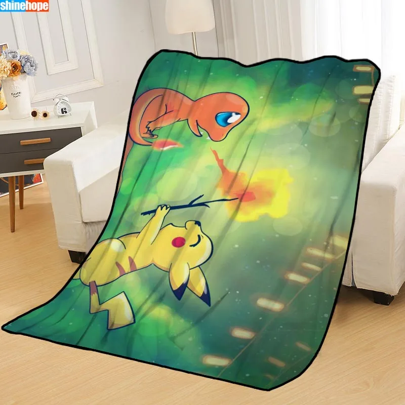 Пользовательские одеяла Покемон пледы мягкое одеяло летнее одеяло аниме одеяло путешествия одеяло - Цвет: Blanket 19