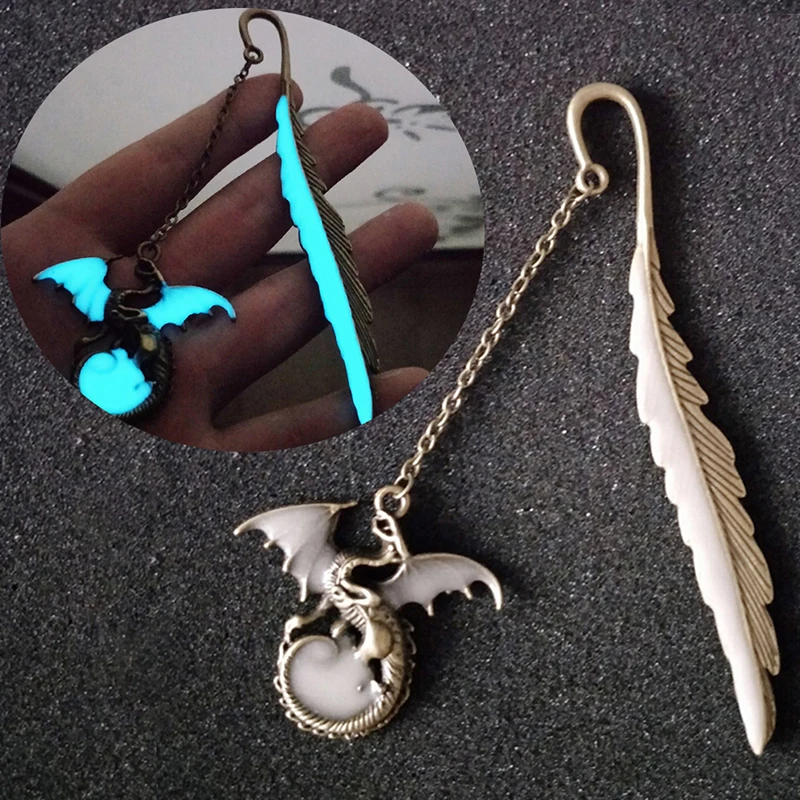 Glow In The Dark Silver Copper Flying Dragon Shape Bookmarks Luminous  Creative Gift Stationery Items